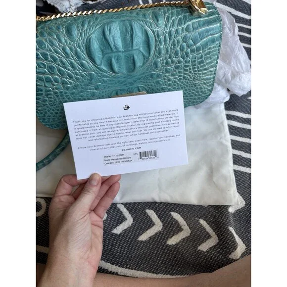 New Brahmin Mermaid Green Rosalie Crossbody with Turn Lock Flap Closure - Picture 7 of 10